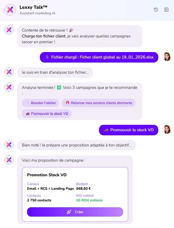 Lexxy Talk - interface IA marketing